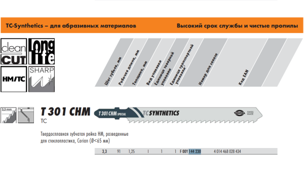 Пильные полотна для лобзиков T 301 CHM HAWERA